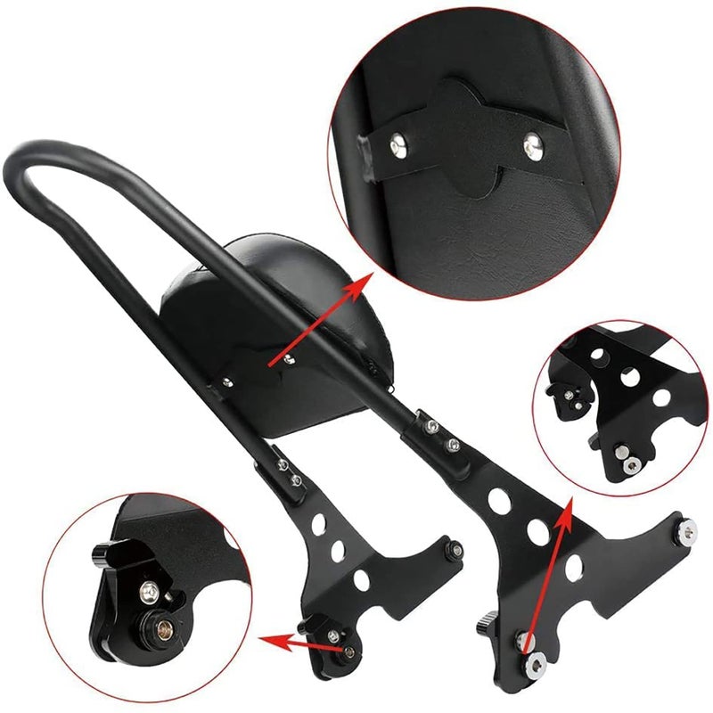 psler Detachable Rear Passenger Backrest Sissy Bar Seat Pad for Sportster for XL883C XL883R XLH883 XLH1200 2004-2022,for XL1200C XL1200S 1996-2000(Black) - Image 3
